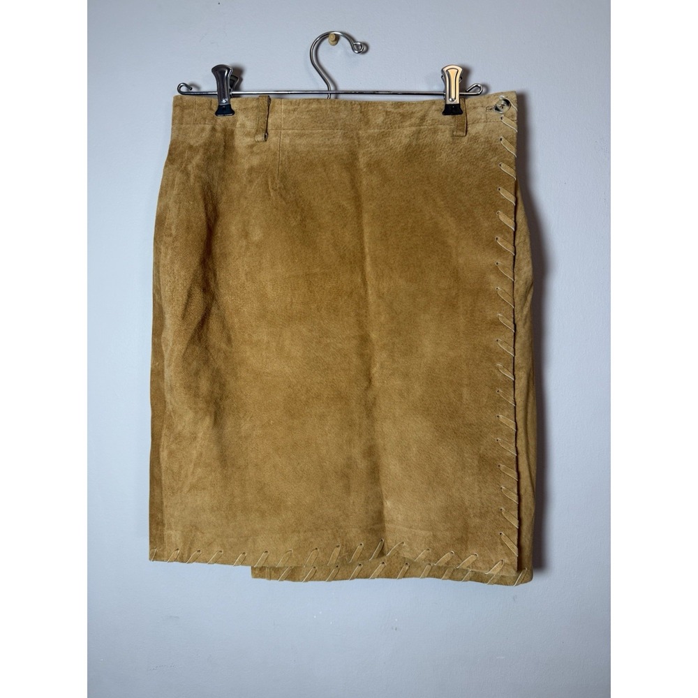 Breeches Leather Mini skirt Womens‎ 10 Brown Suede Slit Western